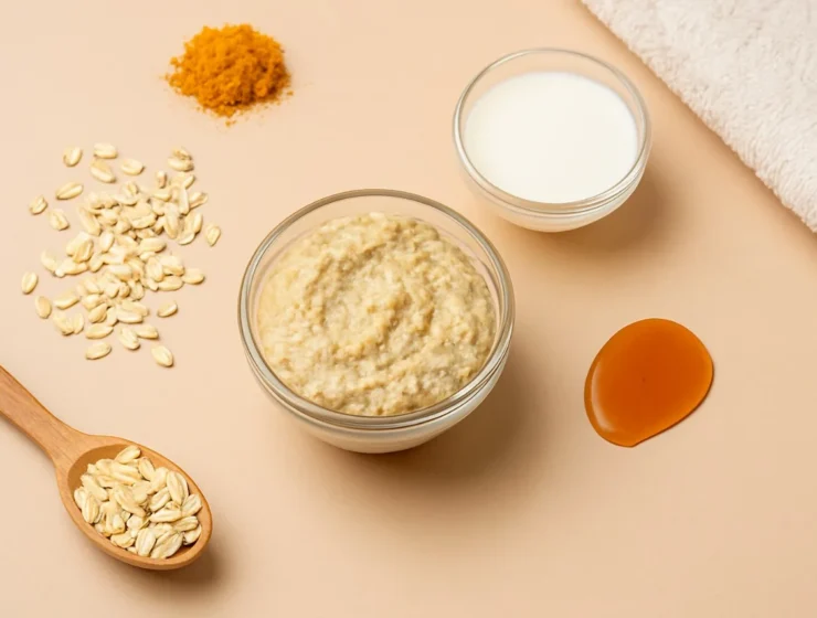 DIY calming oatmeal scrub
