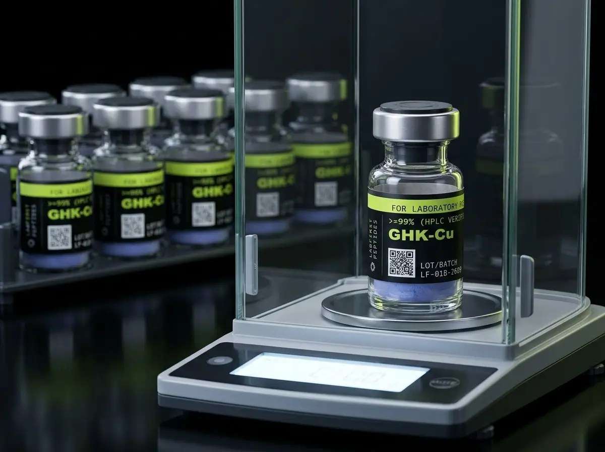 Net content check on a GHK-Cu research vial