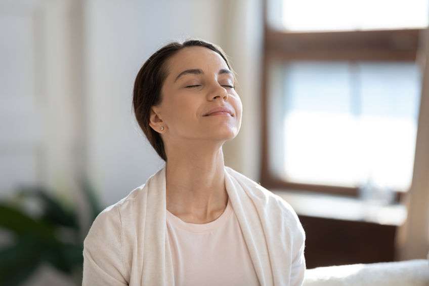 Close-up of a nose breathing, illustrating nasal breathing during sleep